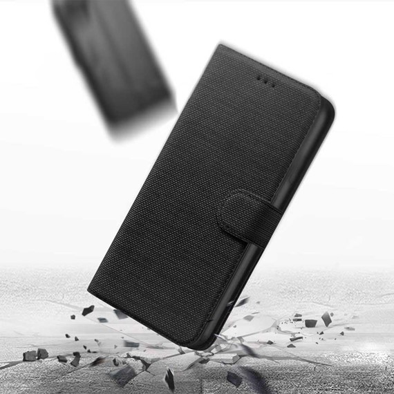 CaseUp Samsung Galaxy S22 Kılıf Kumaş Desenli Cüzdanlı Siyah 3